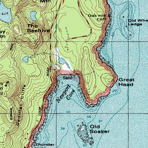 Topographic Map of Sand Beach, ME