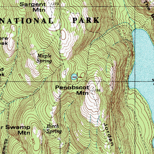 Topographic Map of Sargent Mountain Pond, ME