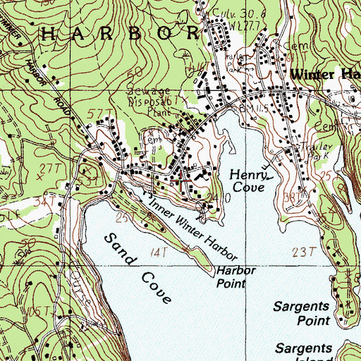 Topographic Map of Winter Harbor Public Library, ME