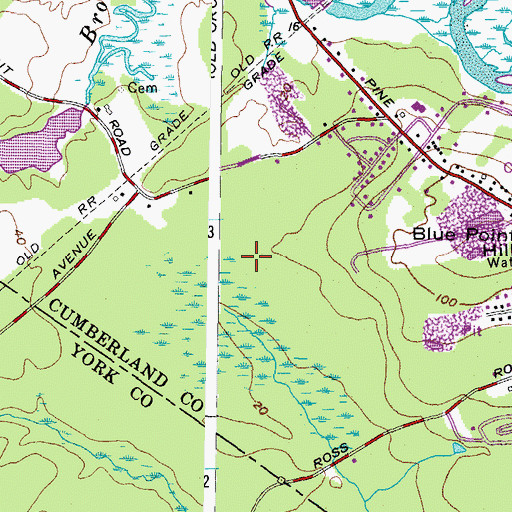 Topographic Map of Blue Point Congregational Church, ME