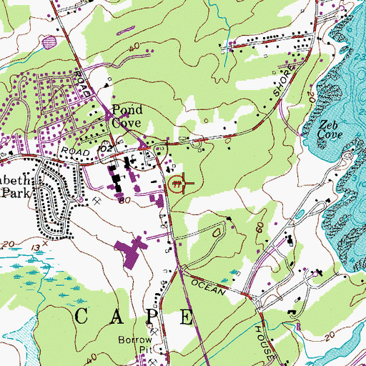 Topographic Map of Cape Elizabeth Town Hall, ME