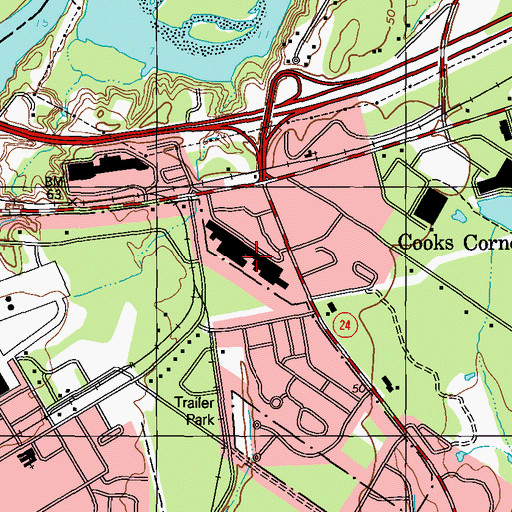 Topographic Map of Cooks Corners Shopping Center, ME