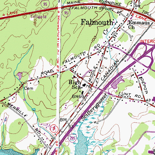 Topographic Map of D W Lunt School (historical), ME