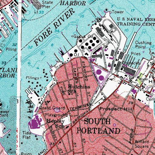 Topographic Map of Ferry Village, ME