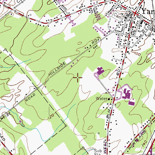 Topographic Map of Frank Harrison Middle School, ME