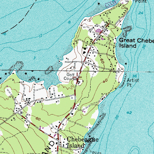 Topographic Map of Great Chebeague Golf Club, ME