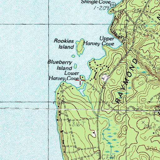 Topographic Map of Lower Harvey Cove, ME
