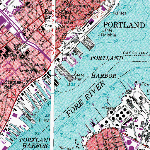 Topographic Map of Maine State Pier, ME