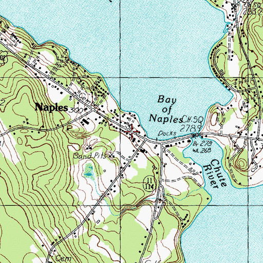 Topographic Map of Naples Public Library, ME