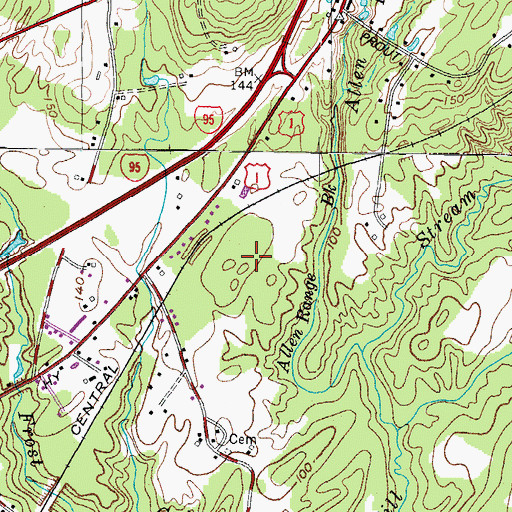 Topographic Map of Pleasant Hill, ME