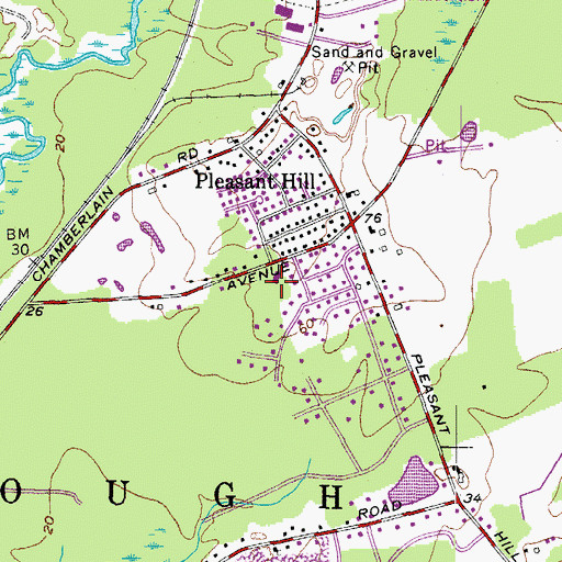Topographic Map of Pleasant Hill School, ME