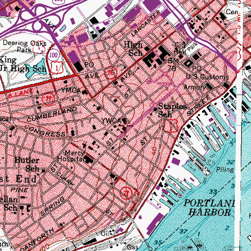 Topographic Map of Saint Elizabeth School, ME