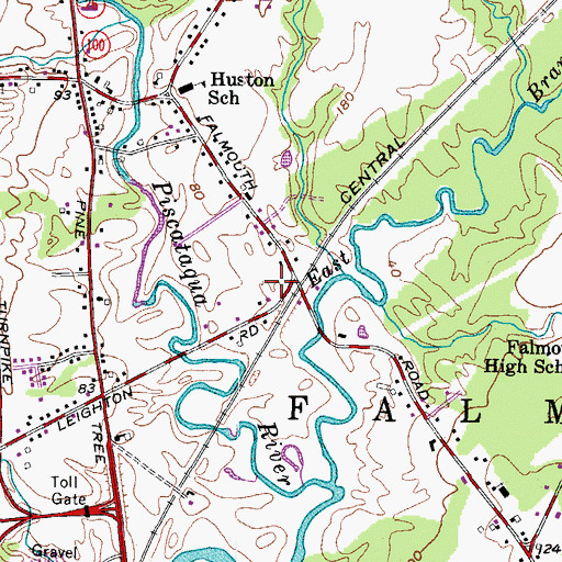 Topographic Map of West Falmouth Station (historical), ME