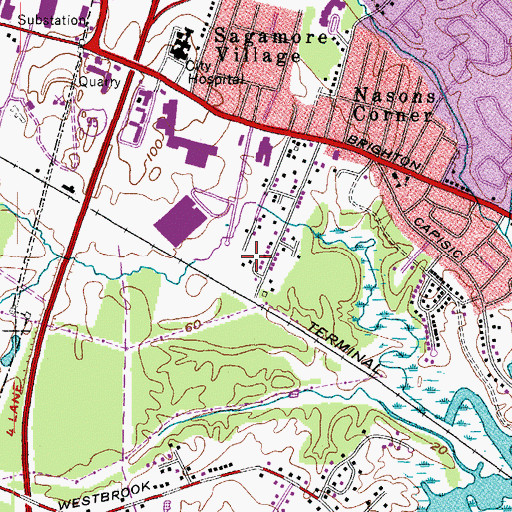 Topographic Map of Williams Temple Church of God in Christ, ME
