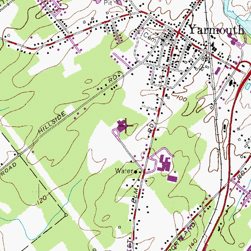 Topographic Map of Yarmouth Elementary School, ME