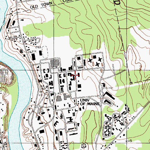 Topographic Map of Barrows Hall, ME