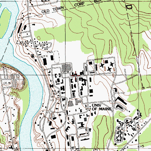 Topographic Map of Bennett Hall, ME