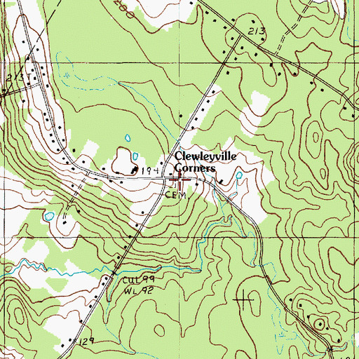 Topographic Map of Clewleyville Cemetery, ME