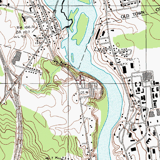 Topographic Map of Crossland Hall, ME