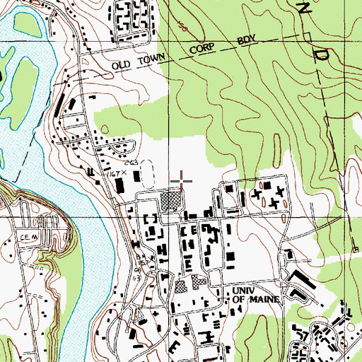Topographic Map of Dunn Hall, ME
