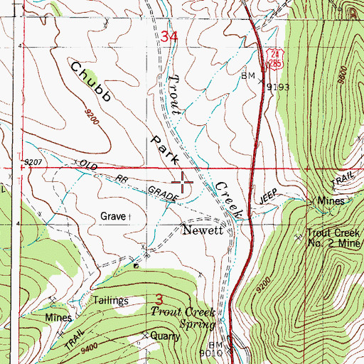 Topographic Map of Newett, CO