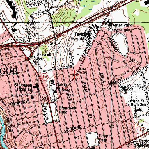 Topographic Map of Forest Avenue Congregational Church, ME