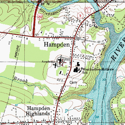 Topographic Map of George B Weatherbee School, ME