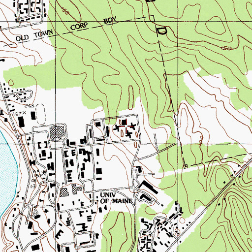 Topographic Map of Knox Hall, ME