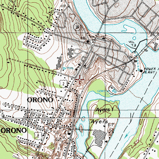 Topographic Map of Orono Main Street Historic District, ME