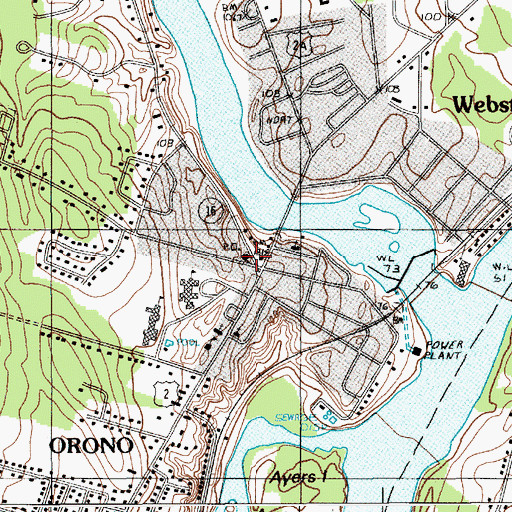 Topographic Map of Orono Post Office, ME