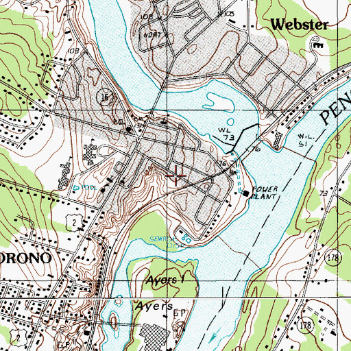 Topographic Map of Orono Public Library, ME