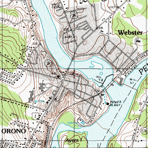 Topographic Map of Orono United Methodist Church, ME