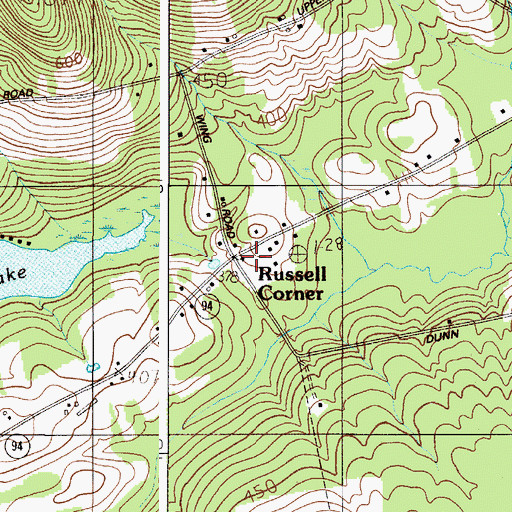Topographic Map of Russell Corner, ME