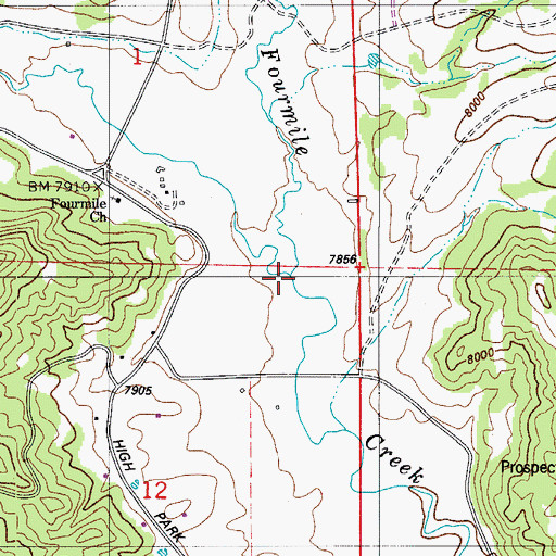 Topographic Map of West Fourmile Creek, CO
