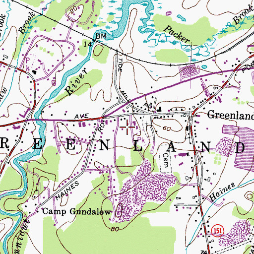 Topographic Map of Greenland Town Hall, NH