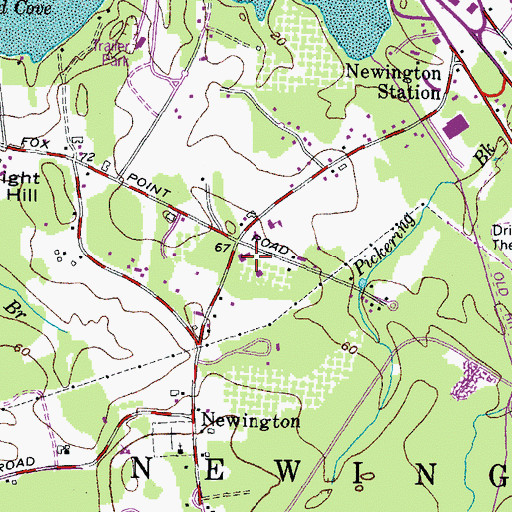 Topographic Map of Newington Town Hall, NH