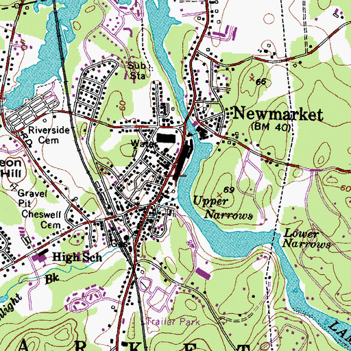 Topographic Map of New Market Congregational Church, NH