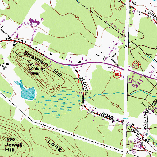 Topographic Map of Stratham Elementary School, NH