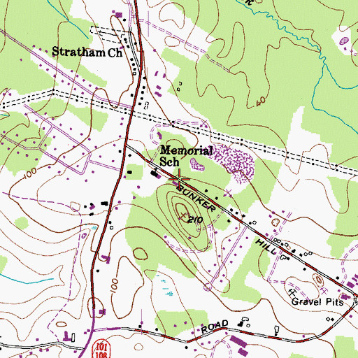 Topographic Map of Stratham Town Hall, NH