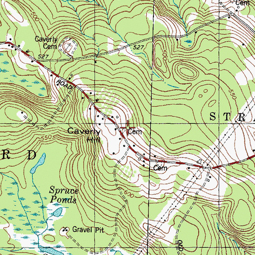 Topographic Map of Caverly Hill Cemetery, NH