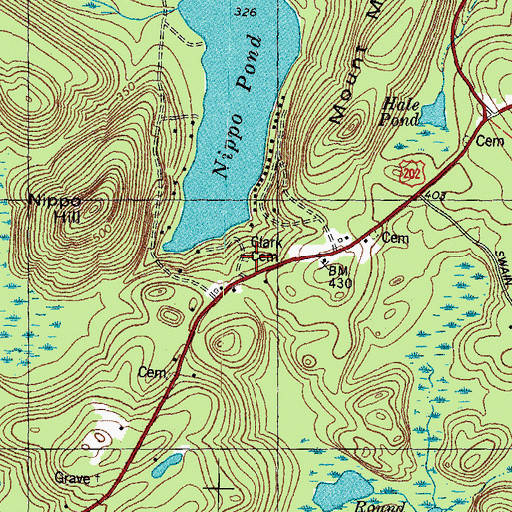 Topographic Map of Clark Cemetery, NH