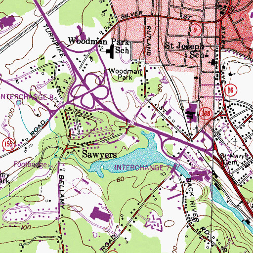 Topographic Map of McIntosh College Library, NH