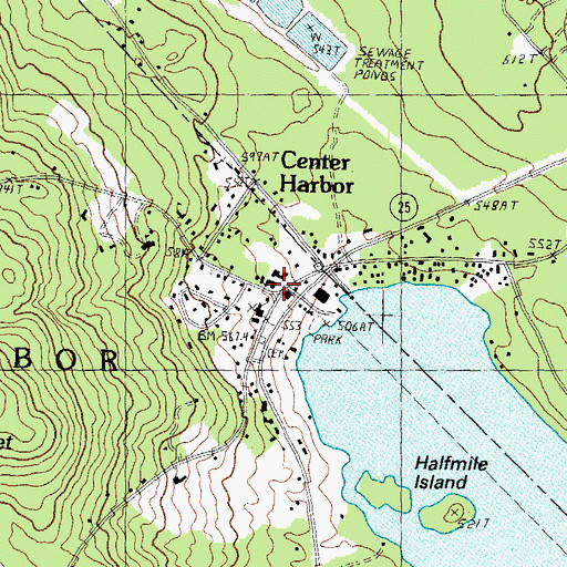 Topographic Map of Centre Harbor Village Historic District, NH