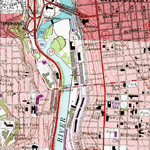 Topographic Map of Amoskeag River Walk, NH