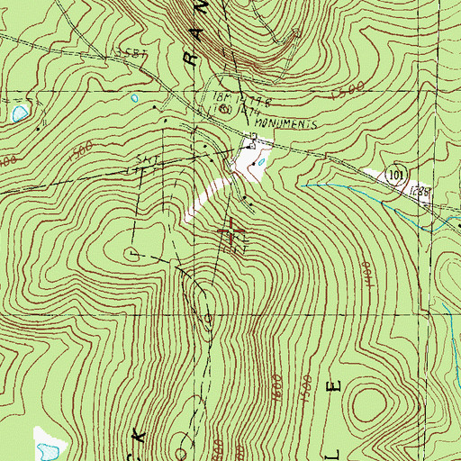 Topographic Map of Temple Mountain Ski Area, NH