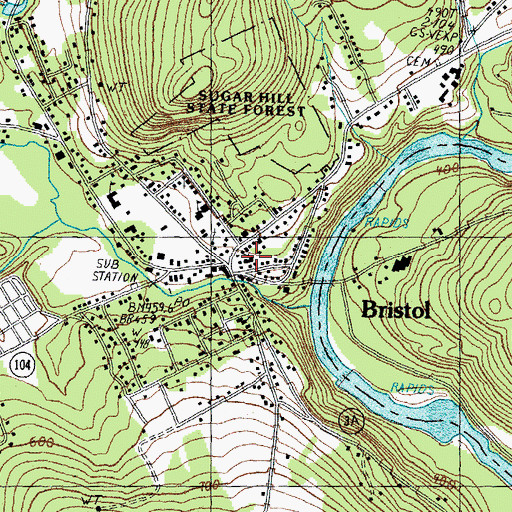 Topographic Map of Bristol Baptist Church, NH