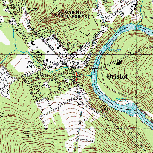 Topographic Map of Bristol Federated Church, NH