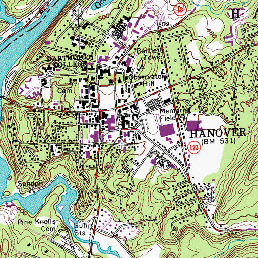 Topographic Map of Howe Library, NH