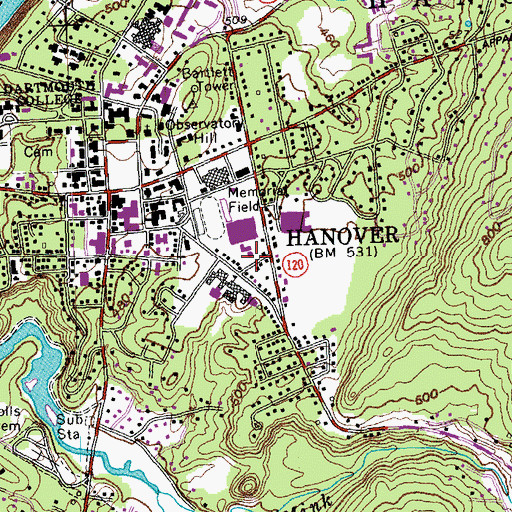 Topographic Map of Leverone Field House, NH