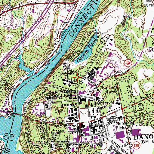 Topographic Map of Little Hall, NH